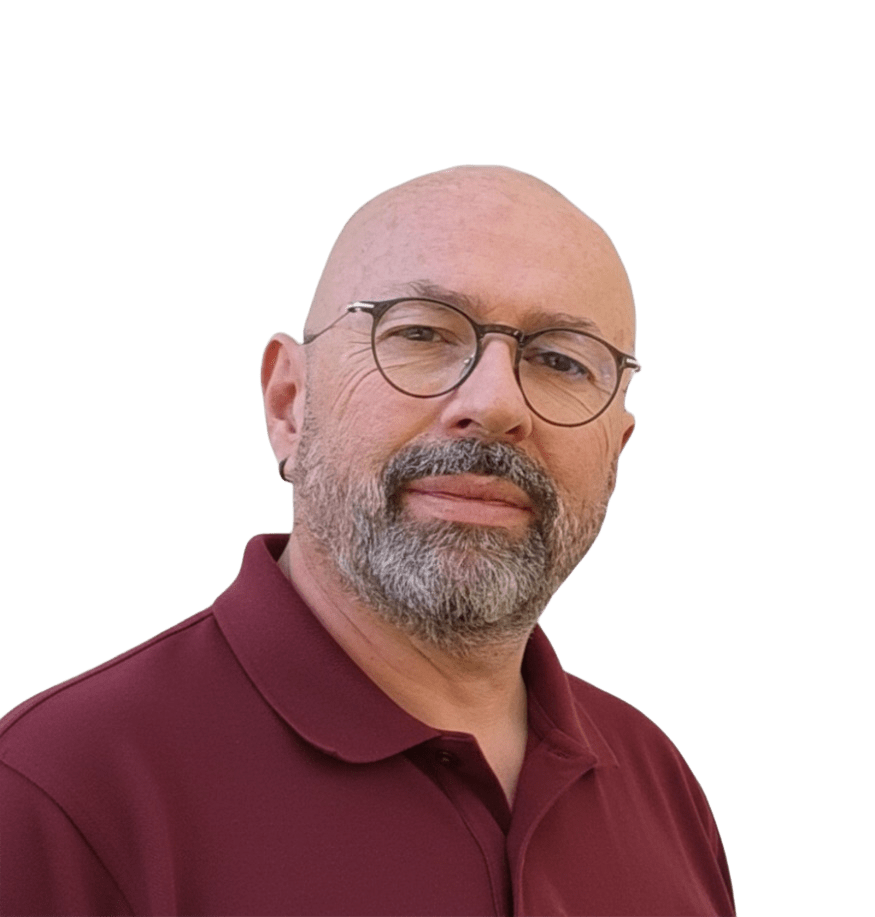 Portrait de Gilles, en polo pourpre